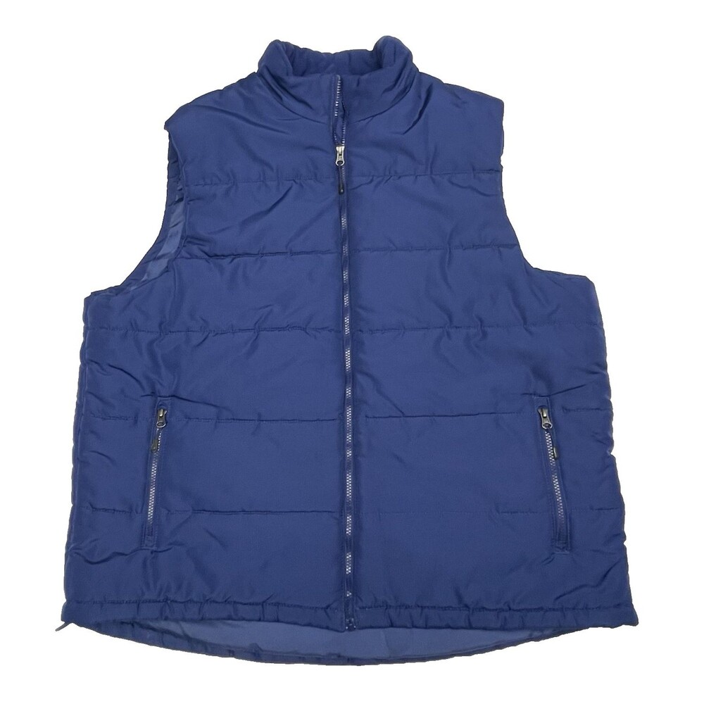 VTG Outdoor Life Blue Puffer Vest Blue Zipper Pockets Adjustable Men’s Size XXLT